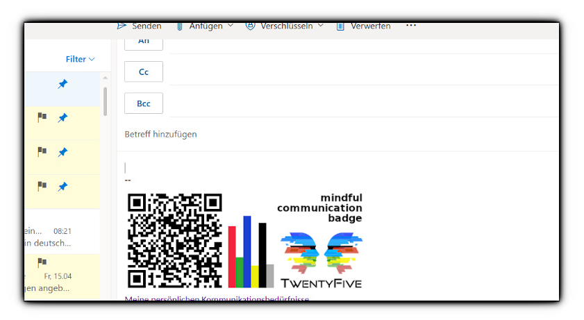 mindful-communication-badge in der E-Mail Signatur bei ‘Outlook 365’